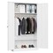 White Steel Wardrobe Armoire Cabinet with Clothing Rod and Adjustable Shelves 72 Inch